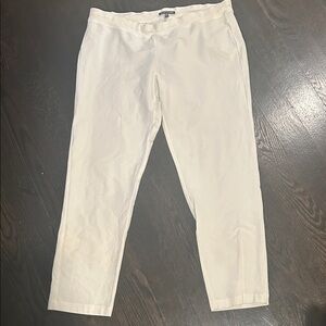Eileen Fisher White Crepe Stretch Slim Ankle Pants Medium